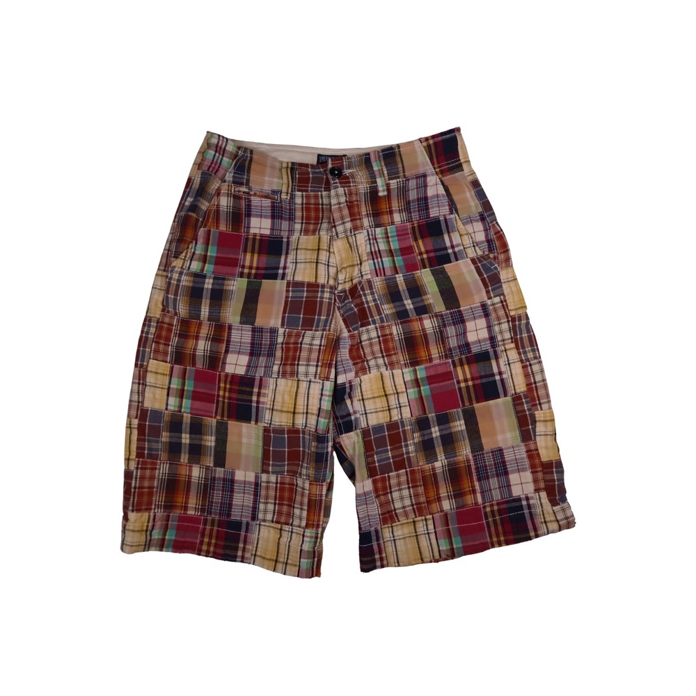 American Eagle Mens 28 Patchwork Madras Plaid Shorts 100% Cotton Preppy